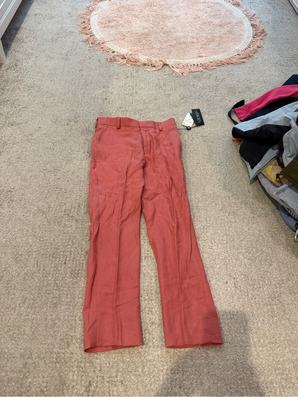 Ralph Lauren Coral/Red Linen-Blend Pants and Matching Blazer